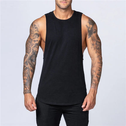 Men's Breathable Cotton Gym Tank Top Black Tank Top
