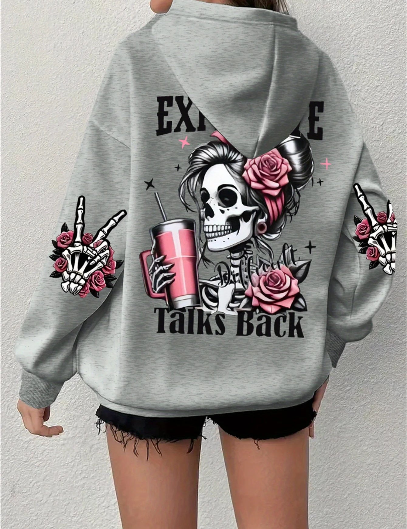 Women’s “Expensive Talks Back” Hoodie Gray Hoodie