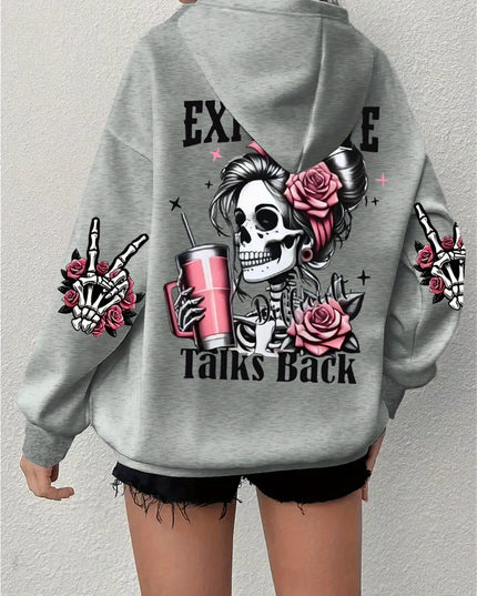 Women’s “Expensive Talks Back” Hoodie Gray Hoodie