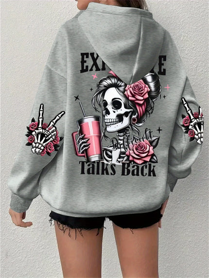 Women’s “Expensive Talks Back” Hoodie Gray Hoodie