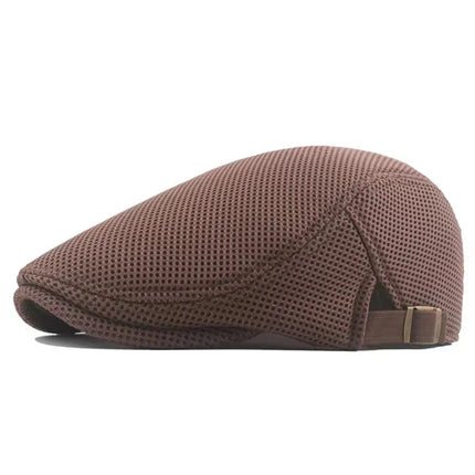Breathable Summer Mesh Newsboy Cap Brown Hats