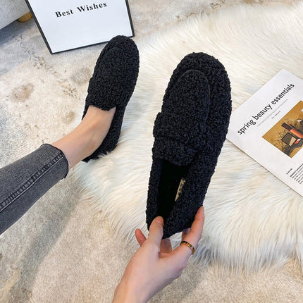 Cozy Women's Plush Fleece Slippers Black Shoes
