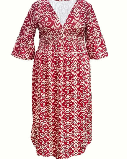 Ruth™ | Casual V-Neck Printed Dress Dresses