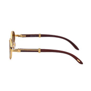 Enzo™ Premium Oval Sunglasses – UV400 Wooden & Metal Frame Sunglasses