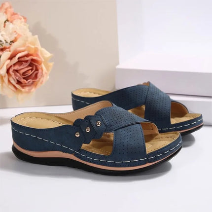 Celeste™ - Genuine Leather Tassel Moccasins Navy Blue Sandals