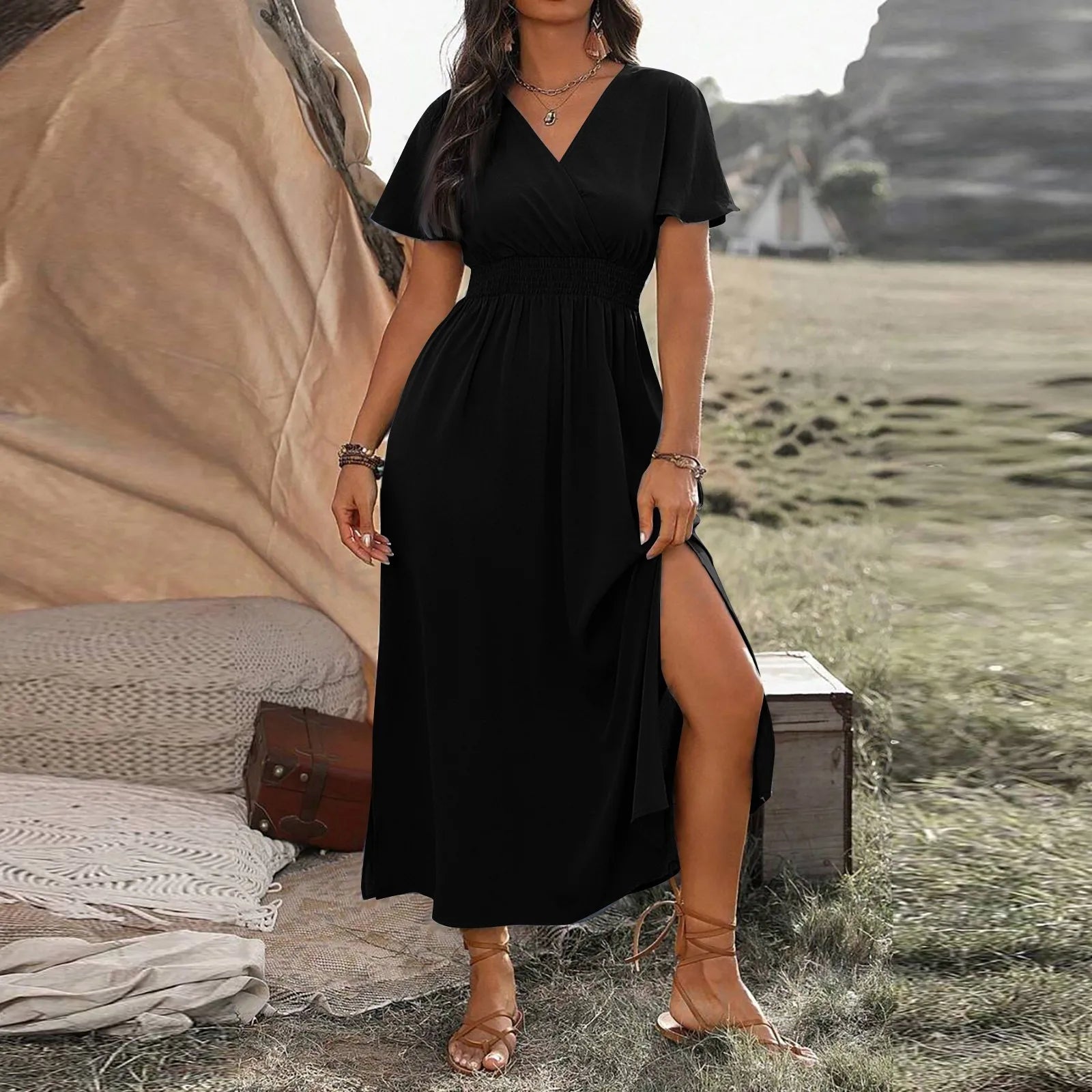 Mel | Elegant Summer Dress Black Dress