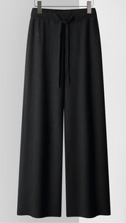 Capri Knit Trousers – Cashmere-Blend Wide-Leg Pants Black Trousers