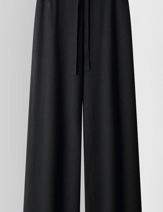 Capri Knit Trousers – Cashmere-Blend Wide-Leg Pants Black Trousers
