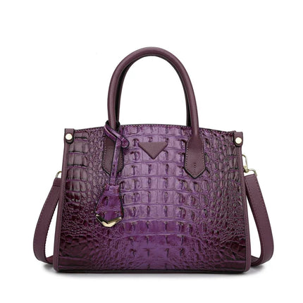 Vintage Crocodile Leather Designer Handbag Purple Handbags