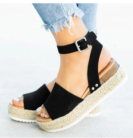 Comfortable Wedge Sandals Black Wedge Sandals