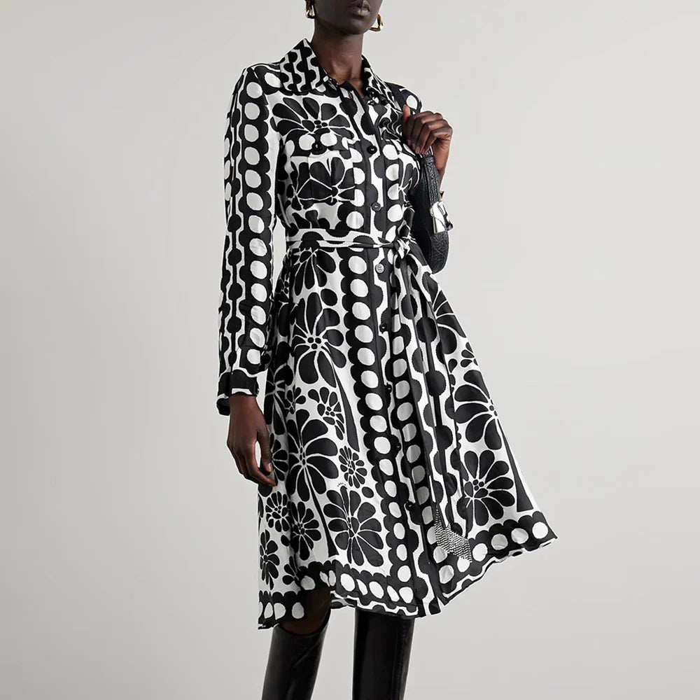 Tatiana™ | Printed Lace-up Waist-Cinching Dress Dress