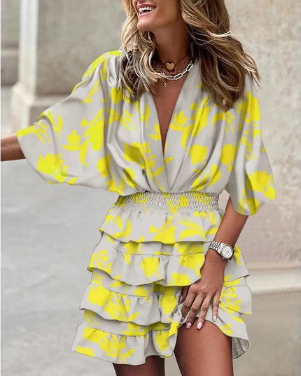 Dahlia™ | Mid Sleeved Summer Dress Yellow Dresses