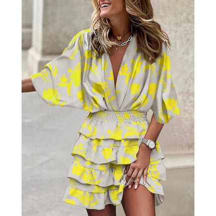 Dahlia™ | Mid Sleeved Summer Dress Yellow Dresses
