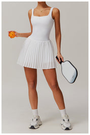 Sporty Pleated Dress – Built-In Shorts Activewear Two-Piece Sports Set