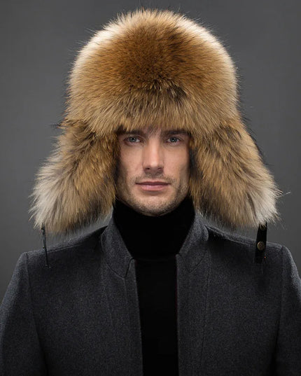 Faux Fur Hat – Unisex Winter Ear Flap Trapper Hat Beige Hats
