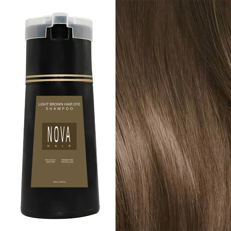 NovaHair Instant Dye Shampoo - Quick Color Refresh Light brown (200ml) beauty