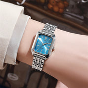 Square Gold-Plated Quartz Watch – Elegant Women blue 1 Women's Accessories