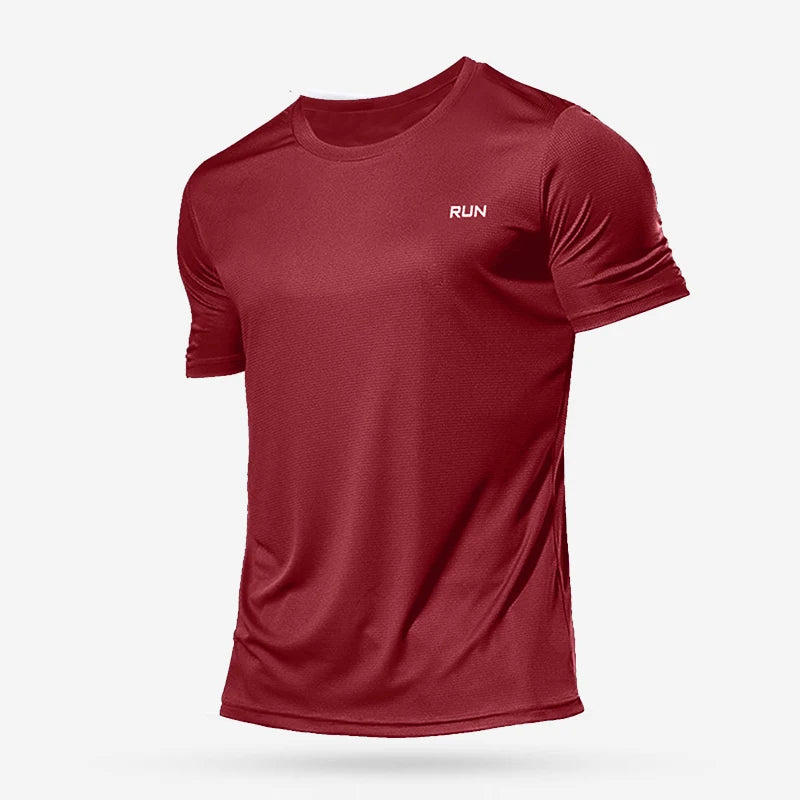 Quick-Dry Compression Athletic Tee – Lightweight Gymwear Red T Shirts