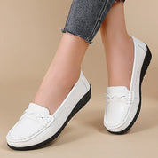 Diana - Genuine Leather Moccasin White Women Shoes