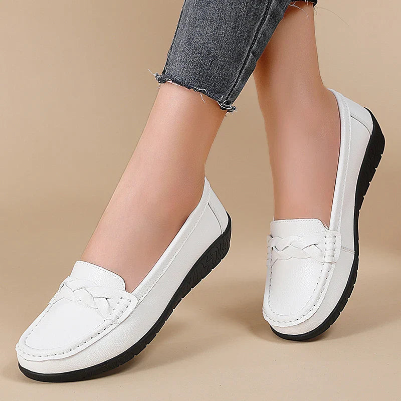 Diana - Genuine Leather Moccasin White Women Shoes