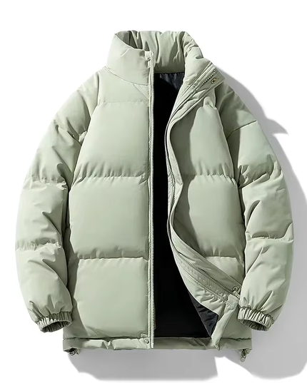 Collared Puffer Jacket Light Green Men's Clothing