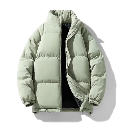 Collared Puffer Jacket Light Green Men's Clothing