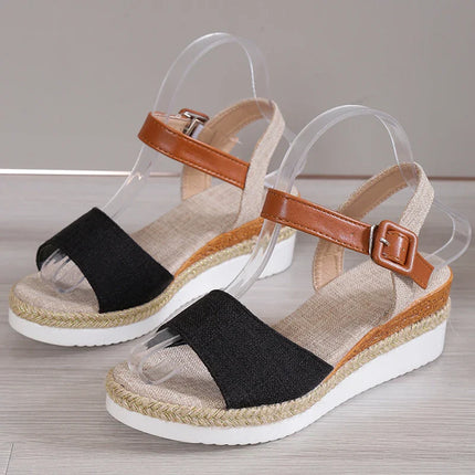 Isla™ – Summer Wedge Sandals Black Sandals