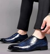 George™ Slip-On Leather Loafers – Stone Pattern Shoes
