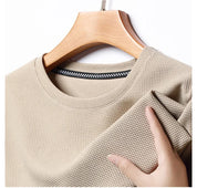 Men’s Summer Waffle Knit Round Neck T-Shirt – Lightweight Casual Tee Men T-Shirts