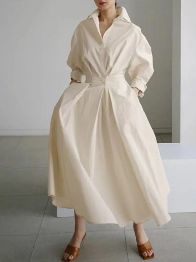 Celestia | Elegant Maxi Dress Beige Dresses