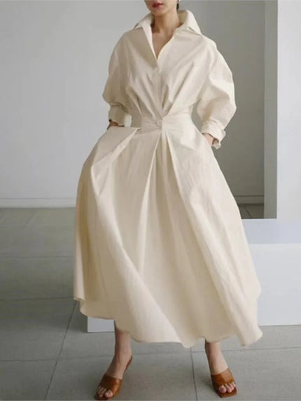 Celestia™ | Elegant Maxi Dress Beige Dresses