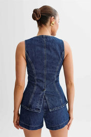Elowen™ | Sleeveless Denim Set Women Set