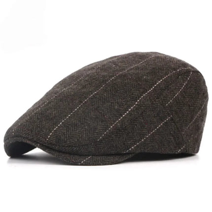 Men’s Wool Herringbone Newsboy Cap Brown Hats