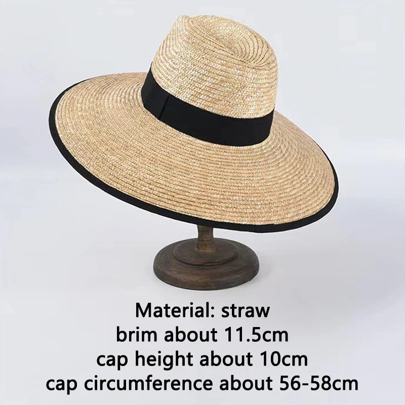 New 2024 Belt Strap Straw Sun Hat For Women Fashion Vacation Beach UV Hats Summer Wide Brim Travel Panama Hats Outdoor Wholesale Illustrated Ribbon01