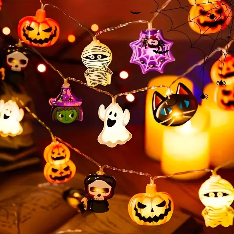 Spooky Pumpkin & Ghost LED String Lights Halloween Decorations