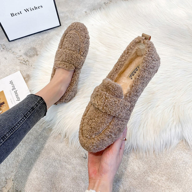Cozy Women's Plush Fleece Slippers Khaki Shoes