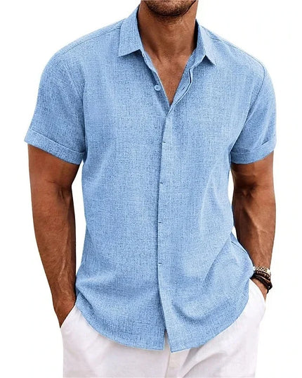 Men’s Luca Summer Linen Shirt Sky Blue Shirts