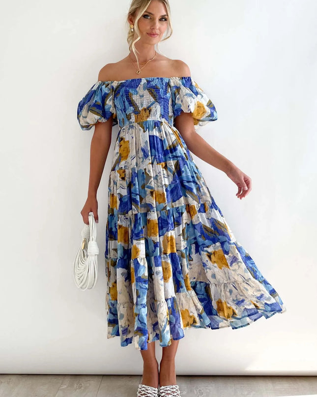 Marguerite | Floral Dress with Tummy Coverage Blue Dresses