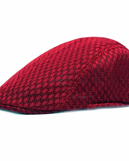 Breathable Mesh Newsboy Cap Wine red Hats