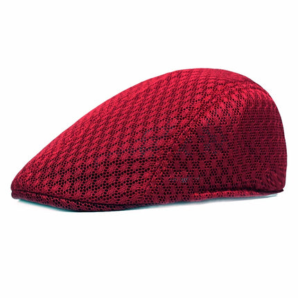 Breathable Mesh Newsboy Cap Wine red Hats