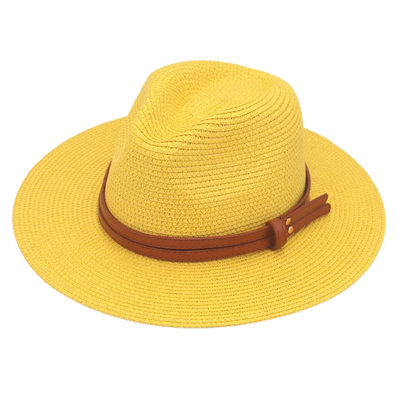 Breathable Straw Panama Sun Hat Yellow Hats