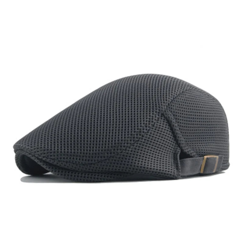 Breathable Summer Mesh Newsboy Cap Dark grey Hats