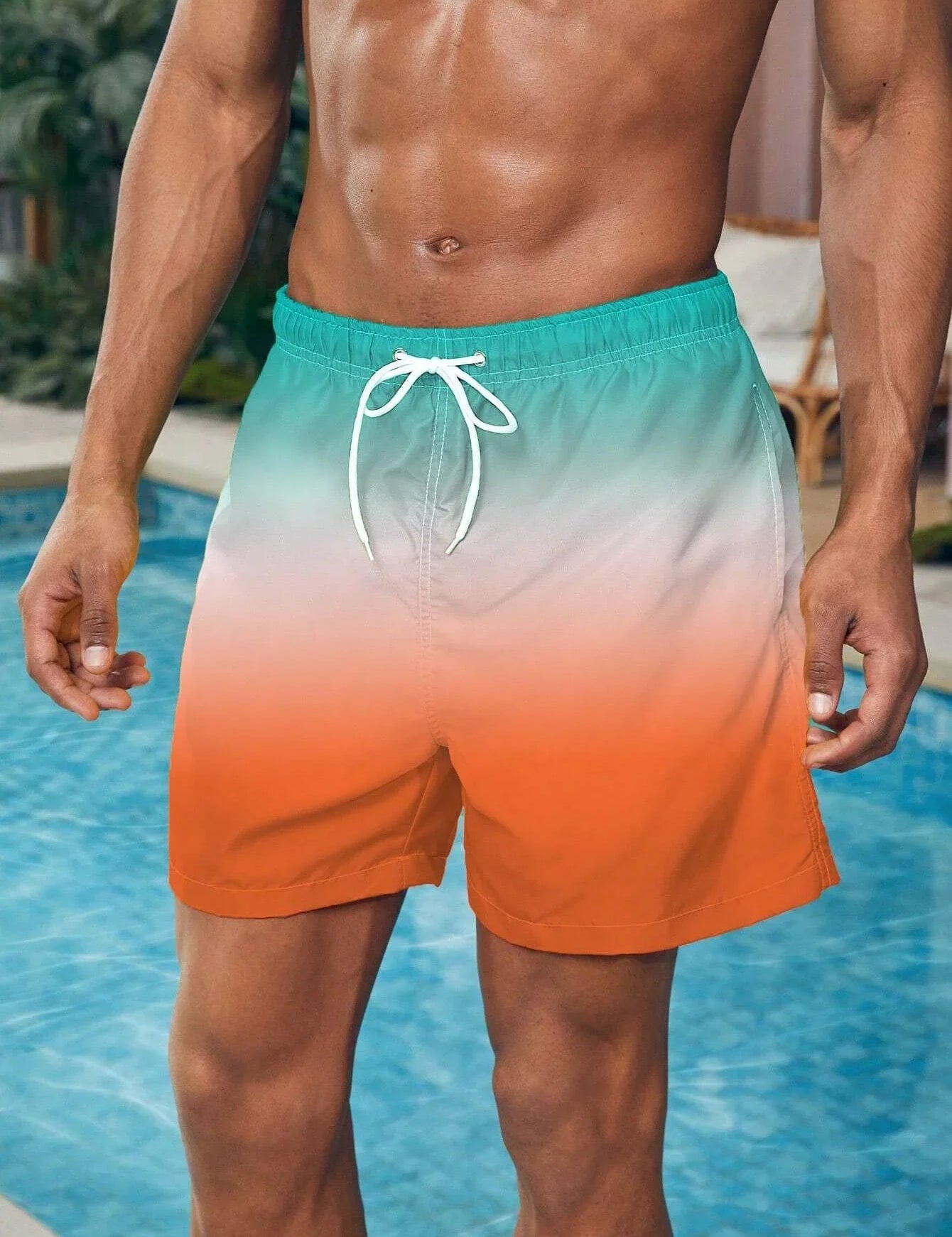 Men's Gradient Color Block Swim Trunks DKMAX259688 Shorts