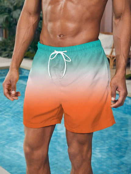 Men's Gradient Color Block Swim Trunks DKMAX259688 Shorts