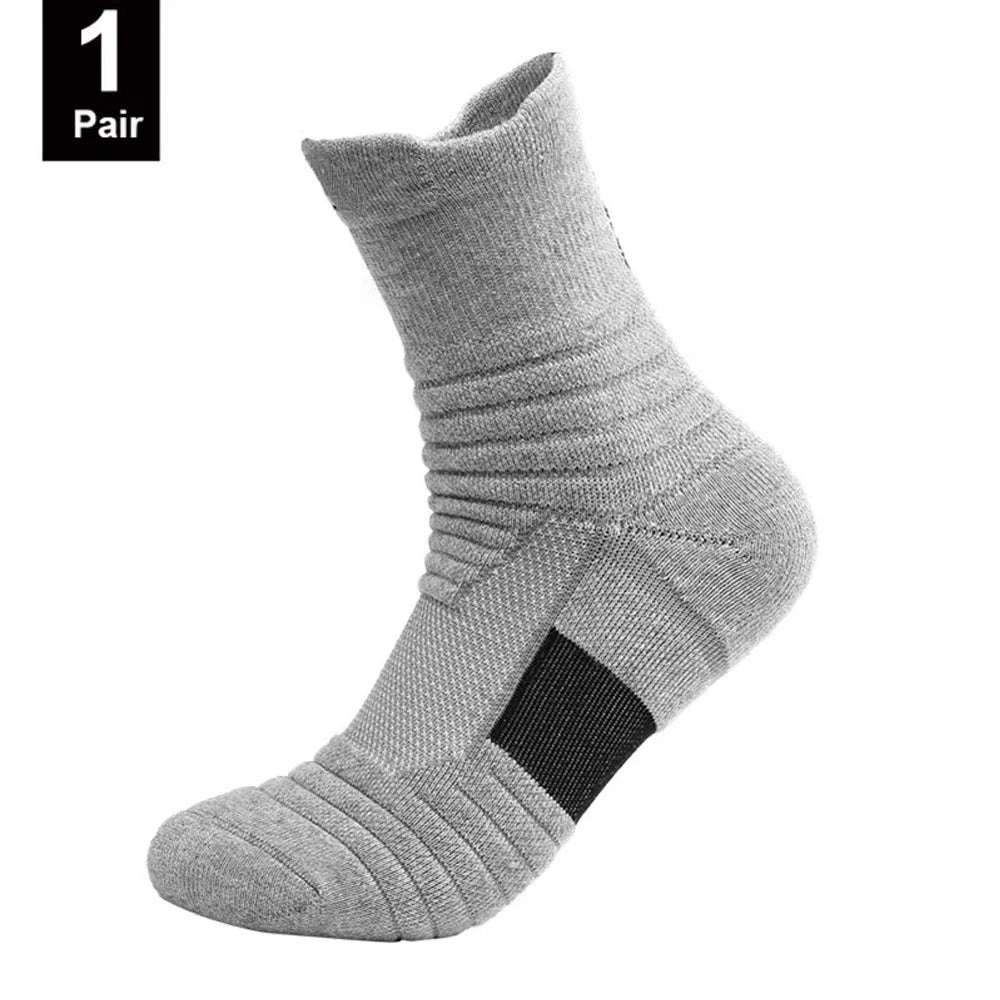 Men’s Anti-Slip Cotton Sports Socks – Breathable, Odor-Free 1pair-Long-grey Men's Accessories