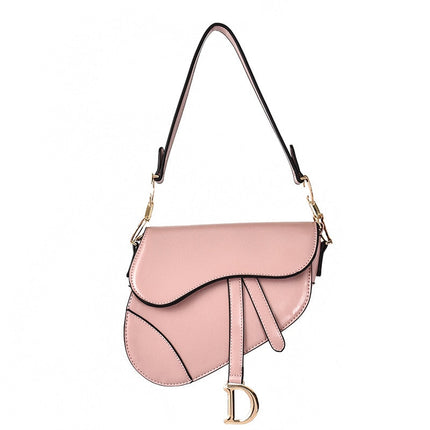 Sophia Women's PU Leather Saddle Shoulder Bag Pink Handbags