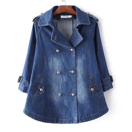 Women's Collar Cape Jeans Jacket Deep Indigo Jacket