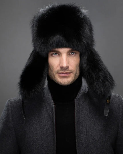 Faux Fur Hat – Unisex Winter Ear Flap Trapper Hat Black Hats