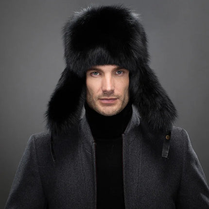 Faux Fur Hat – Unisex Winter Ear Flap Trapper Hat Black Hats