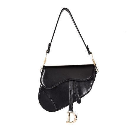 Sophia Women's PU Leather Saddle Shoulder Bag Black Handbags